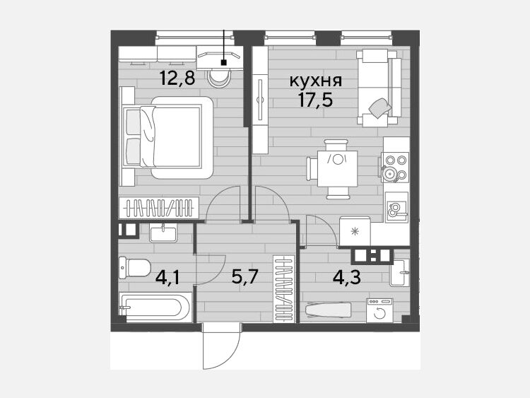 2-комнатная квартира, 44.40 м², 6/16 этаж фото 0