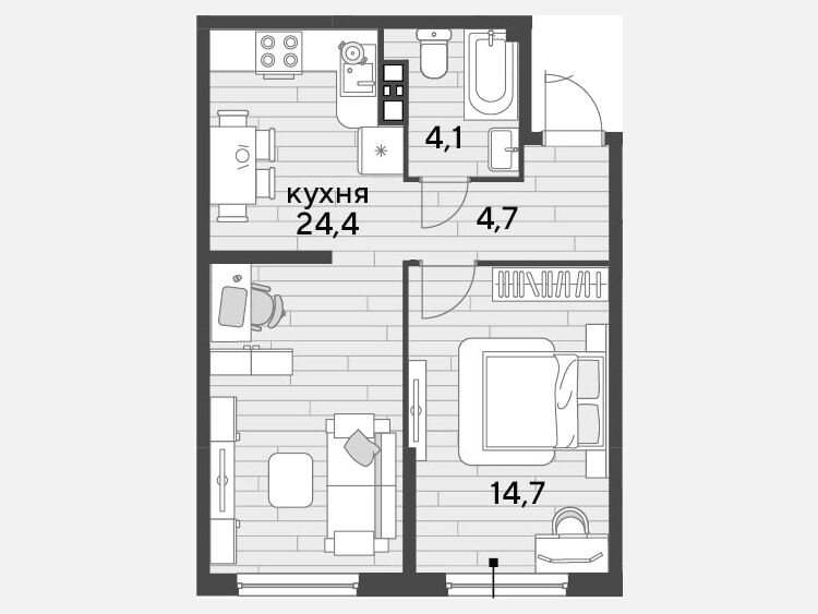 2-комнатная квартира, 47.90 м², 5/16 этаж фото 0