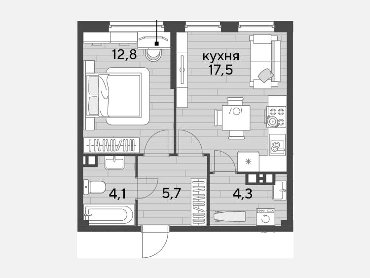 2-комнатная квартира, 44.40 м², 6/16 этаж фото 0