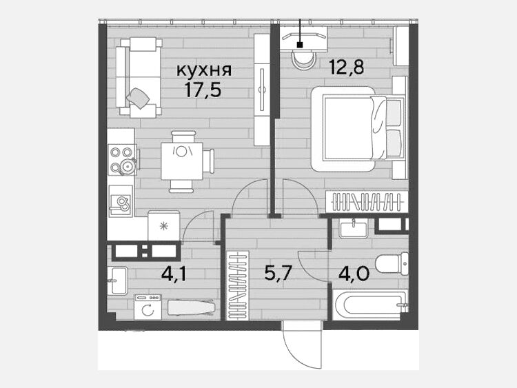 2-комнатная квартира, 44.10 м², 16/16 этаж фото 0