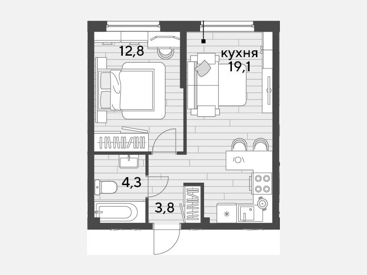 2-комнатная квартира, 40 м², 2/16 этаж фото 0