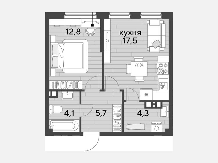 2-комнатная квартира, 44.40 м², 6/16 этаж фото 0
