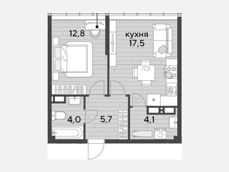 2-комнатная квартира, 44.10 м², 15/16 этаж фото 0
