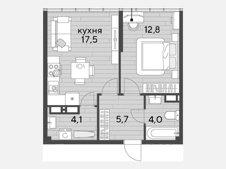 2-комнатная квартира, 44.10 м², 16/16 этаж фото 0