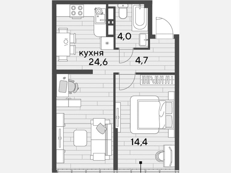 2-комнатная квартира, 47.70 м², 16/16 этаж фото 0