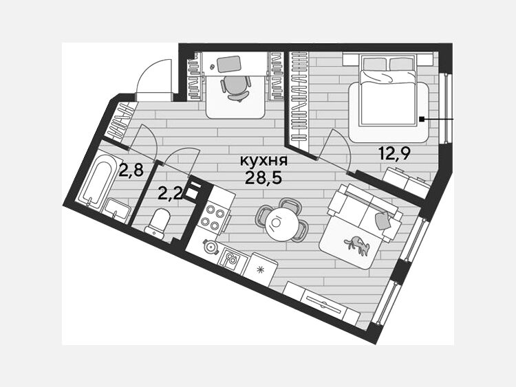 2-комнатная квартира, 46.40 м², 7/19 этаж фото 0