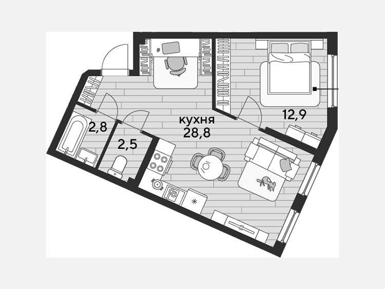 2-комнатная квартира, 47 м², 2/19 этаж фото 0