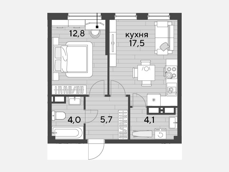 2-комнатная квартира, 44.10 м², 13/16 этаж фото 0