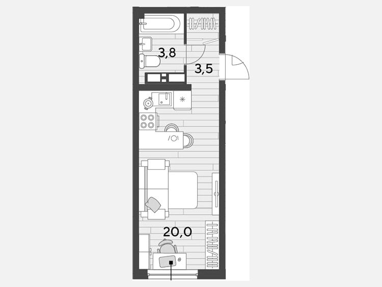 Студия, 27.30 м², 13/16 этаж фото 0