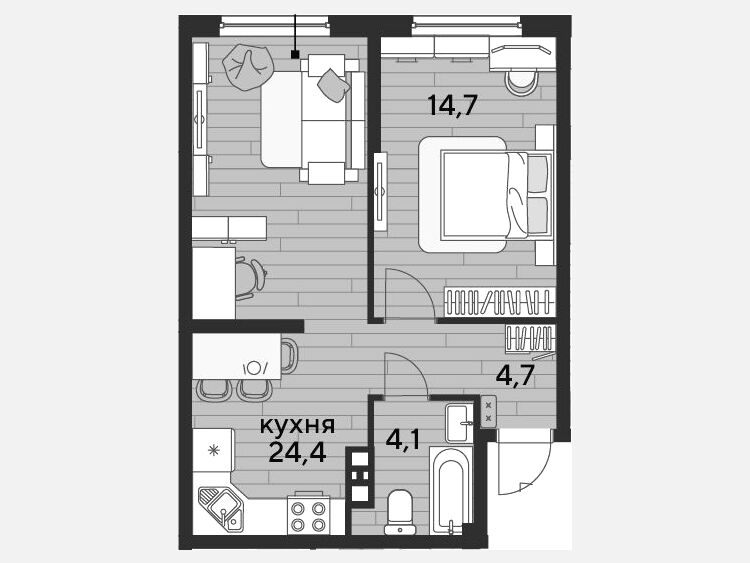 2-комнатная квартира, 47.90 м², 5/16 этаж фото 0