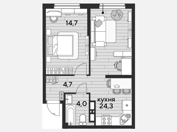 2-комнатная квартира, 47.70 м², 13/16 этаж фото 0