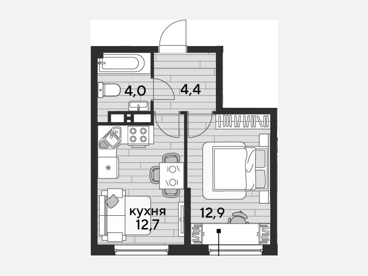 1-комнатная квартира, 34 м², 11/16 этаж фото 0