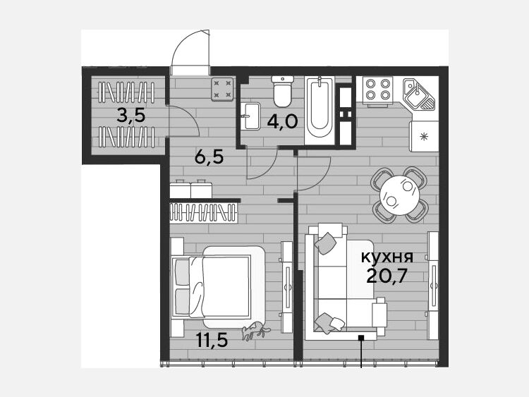 2-комнатная квартира, 46.20 м², 16/16 этаж фото 0