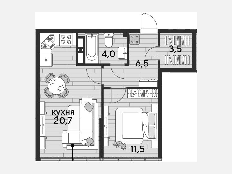 2-комнатная квартира, 46.20 м², 16/16 этаж фото 0