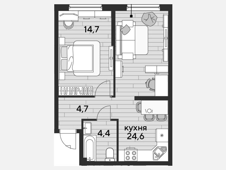 2-комнатная квартира, 48.40 м², 2/16 этаж фото 0