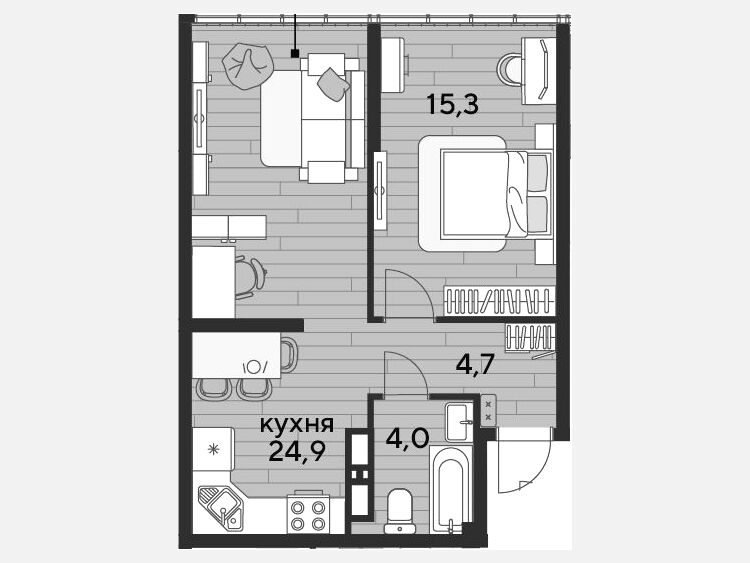 2-комнатная квартира, 48.90 м², 16/16 этаж фото 0