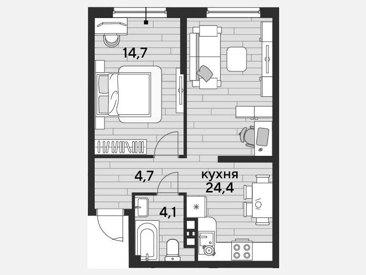 2-комнатная квартира, 47.90 м², 3/16 этаж фото 0