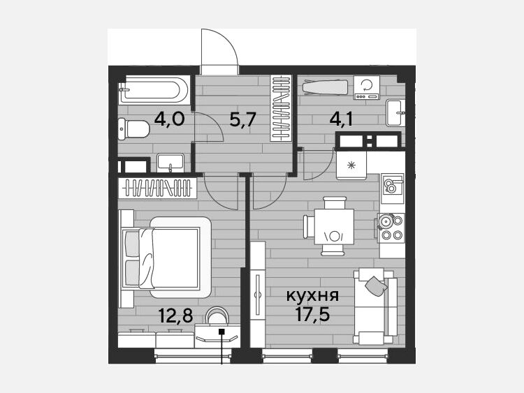 2-комнатная квартира, 44.10 м², 12/16 этаж фото 0