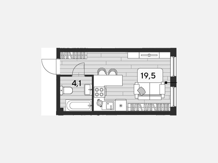 Студия, 23.60 м², 2/16 этаж фото 0
