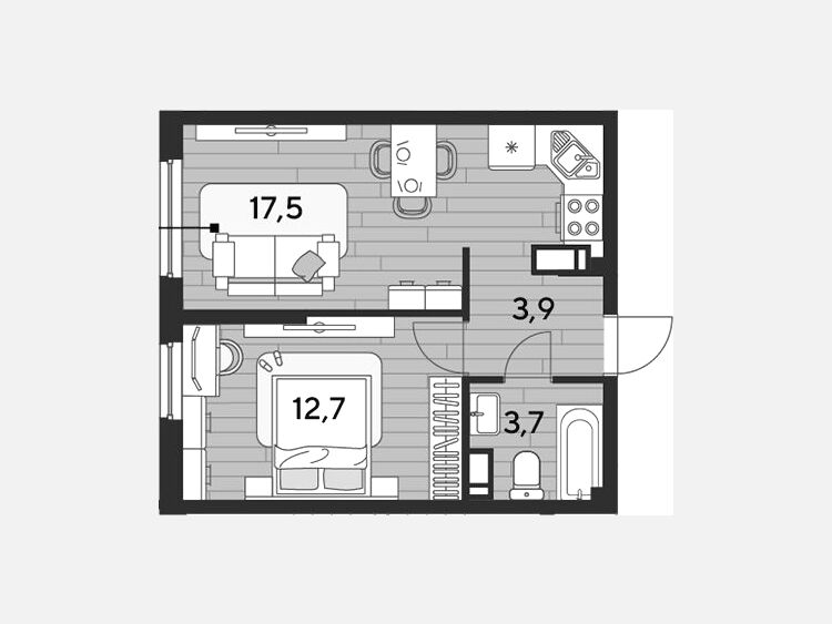 2-комнатная квартира, 37.80 м², 13/16 этаж фото 0