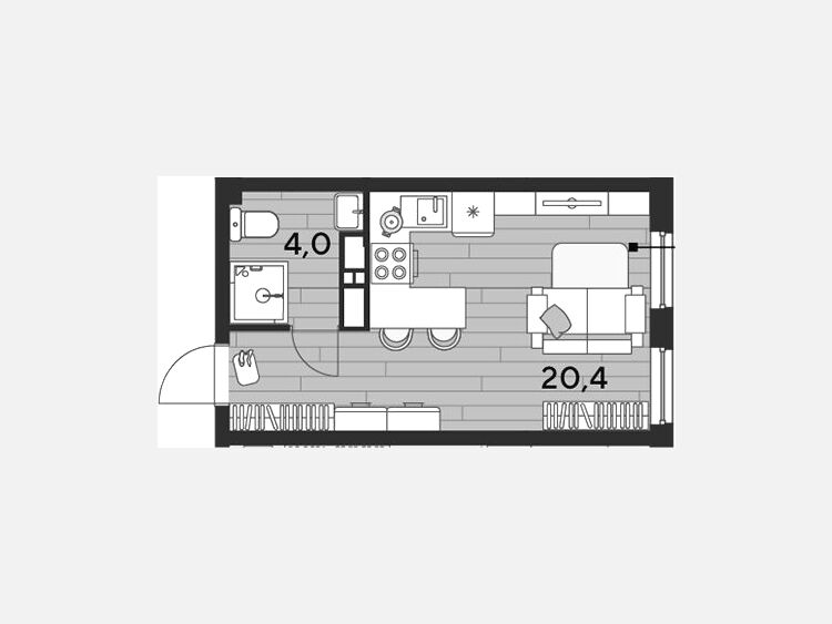 Студия, 24.40 м², 14/16 этаж фото 0