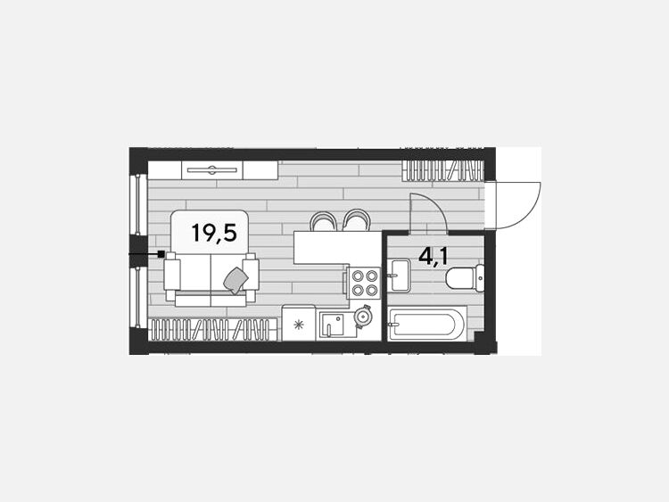 Студия, 23.60 м², 2/16 этаж фото 0