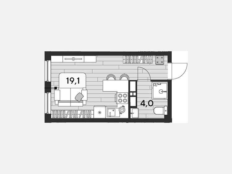 Студия, 23.10 м², 14/16 этаж фото 0