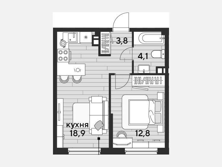 2-комнатная квартира, 39.60 м², 5/16 этаж фото 0