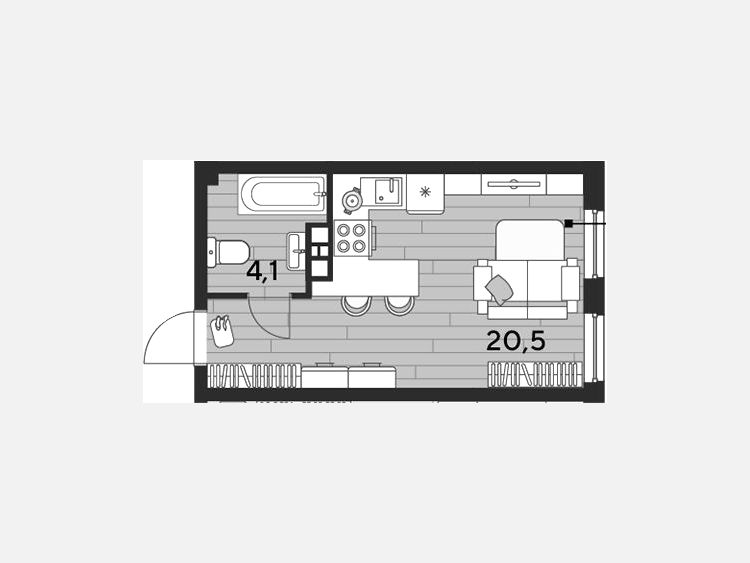 Студия, 24.60 м², 6/16 этаж фото 0