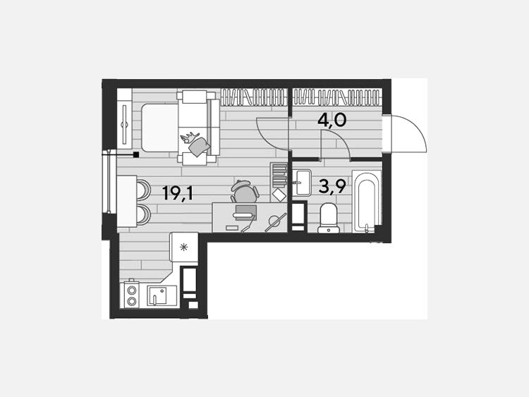 Студия, 26.90 м², 16/16 этаж фото 0
