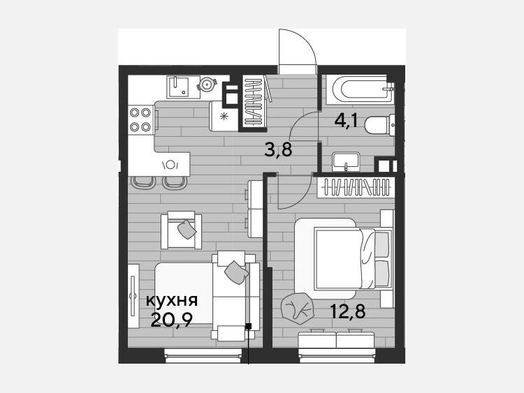 2-комнатная квартира, 41.60 м², 3/16 этаж фото 0