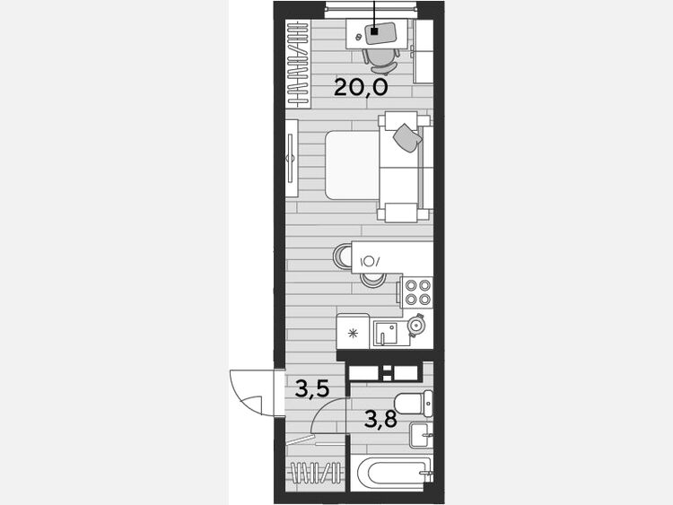 Студия, 27.30 м², 12/16 этаж фото 0