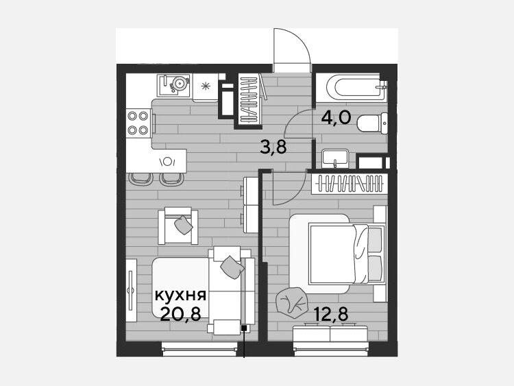 2-комнатная квартира, 41.40 м², 13/16 этаж фото 0