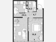 2-комнатная квартира, 47.70 м², 16/16 этаж фото 0