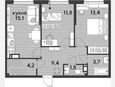 3-комнатная квартира, 59.40 м², 14/16 этаж фото 0