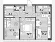 3-комнатная квартира, 59.30 м², 16/16 этаж фото 0