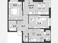 4-комнатная квартира, 68 м², 2/16 этаж фото 0