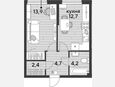 1-комнатная квартира, 37.90 м², 2/16 этаж фото 0