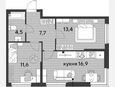 3-комнатная квартира, 54.10 м², 2/16 этаж фото 0