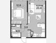2-комнатная квартира, 41.40 м², 16/16 этаж фото 0