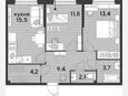3-комнатная квартира, 60.10 м², 2/16 этаж фото 0