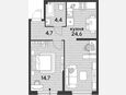 2-комнатная квартира, 48.40 м², 2/16 этаж фото 0