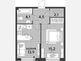 1-комнатная квартира, 39.80 м², 2/16 этаж фото 0