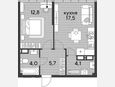 2-комнатная квартира, 44.10 м², 16/16 этаж фото 0