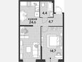 2-комнатная квартира, 48.40 м², 2/16 этаж фото 0