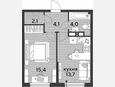 1-комнатная квартира, 39.30 м², 14/16 этаж фото 0