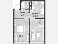 2-комнатная квартира, 47.70 м², 15/16 этаж фото 0