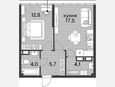 2-комнатная квартира, 44.10 м², 16/16 этаж фото 0