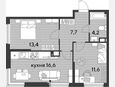3-комнатная квартира, 53.50 м², 14/16 этаж фото 0