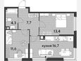 3-комнатная квартира, 53.70 м², 5/16 этаж фото 0